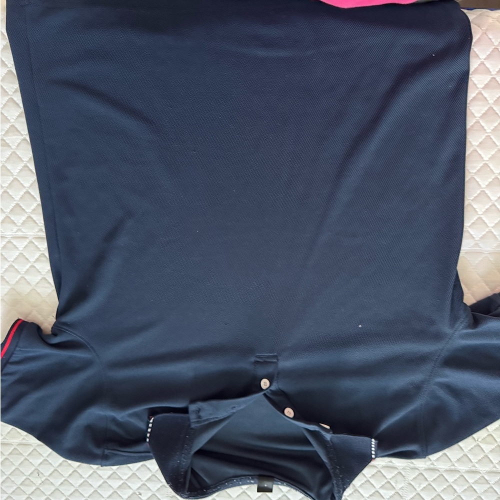 Navy Polo Shirt with Pink Accents